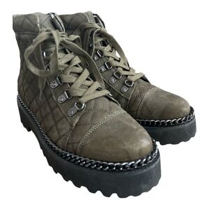 Vince Camuto Women's Maissa Quilted Suede Lace-Up Boots Size 10